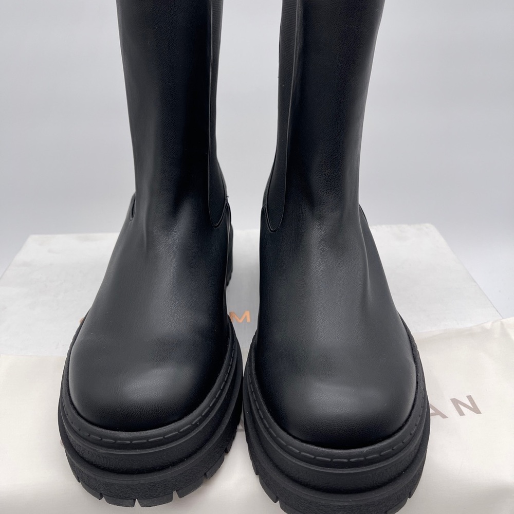 Good American Black Combat pull on platform Boots Size 11 Women’s NIB